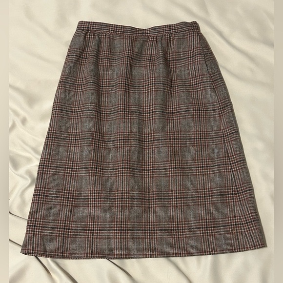 Vintage Pendleton 100% Virgin Wool Brown Plaid Skirt - S - Picture 1 of 8